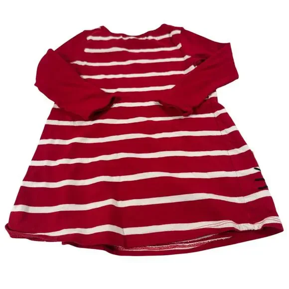 Adventure Wear Toddler girl 3T Red Striped Long Sleeve Dress 100% Cotton - Picture 5 of 5